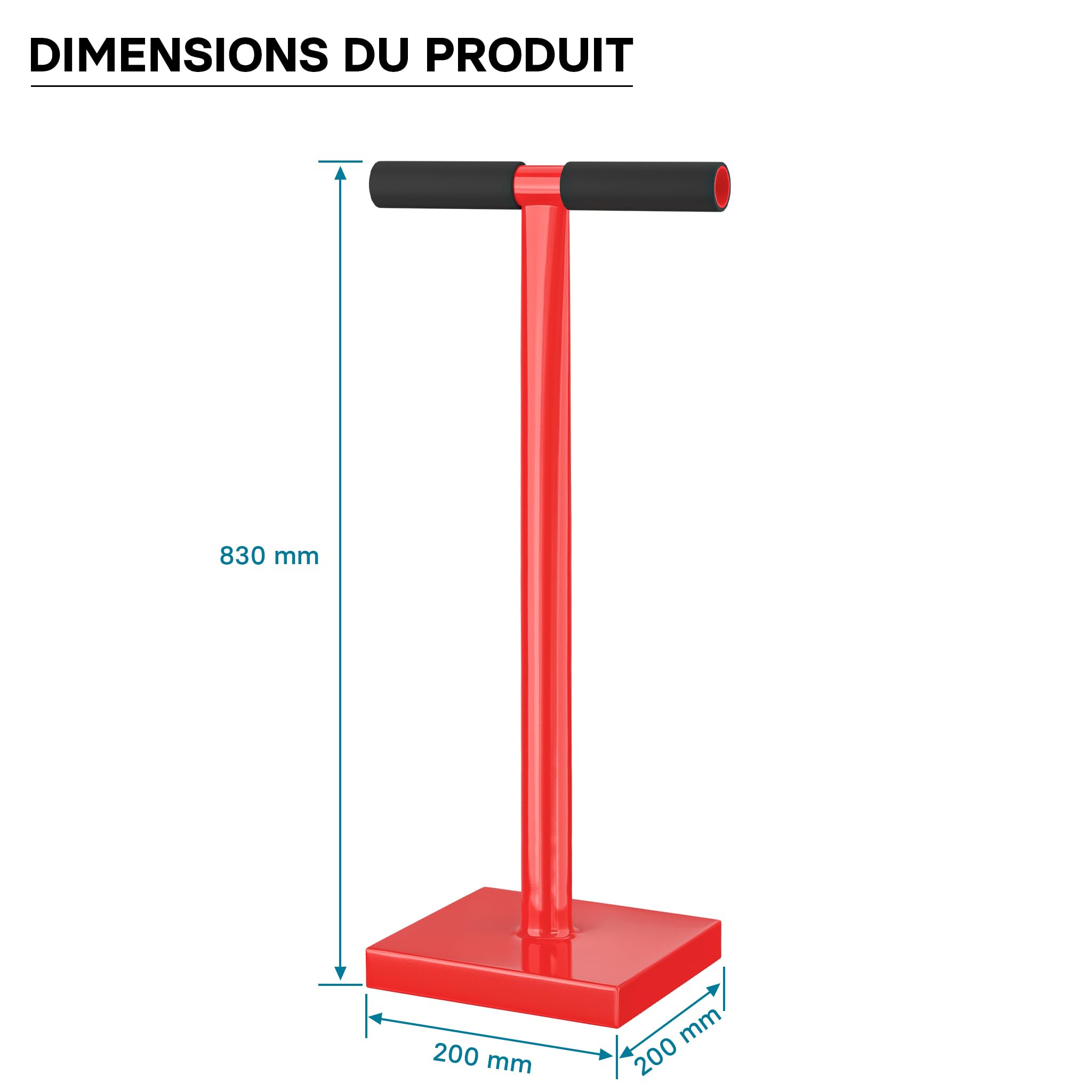 Wiltec Dameuse de sol – en Acier – 11,5 kg – Plaque carrée 20 x 20 cm – Poignée en T – Pilon Compacteur de sol Dame de maçon pour Jardinage Compactage Horticulture