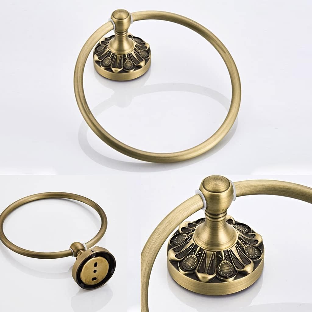 LSLYTQ Antique Bathroom Accessories, Bronze Vintage Brass Towel Ring, Bathroom Towel Hanger