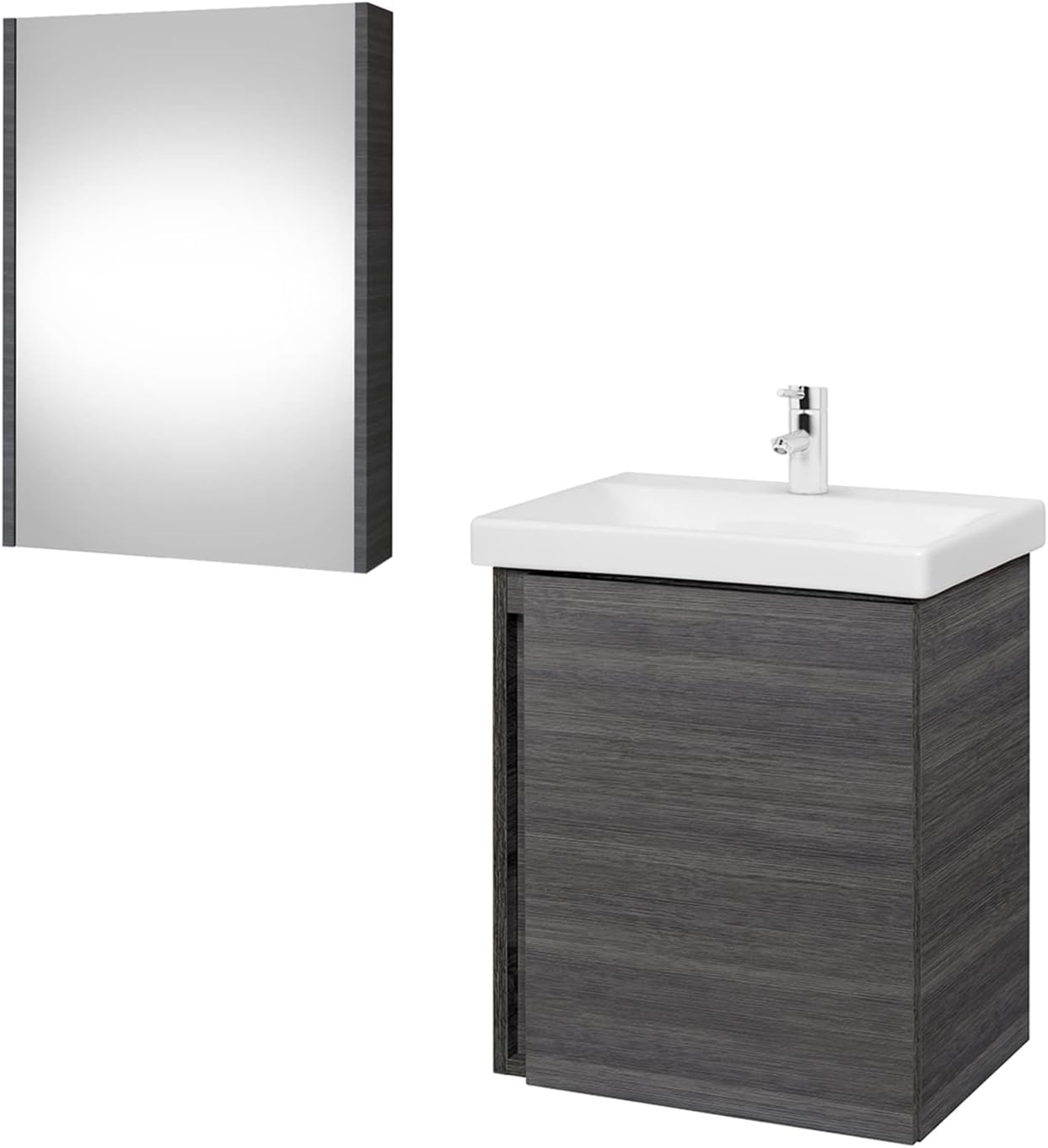 Planetmöbel Lavabo Avec Meuble Bas 40 Cm Avec Vasque En Céramique, Amoire Sous-lavabo Suspendu Pour Petites Salles De Bains Et WC Invités, Blanc Mat