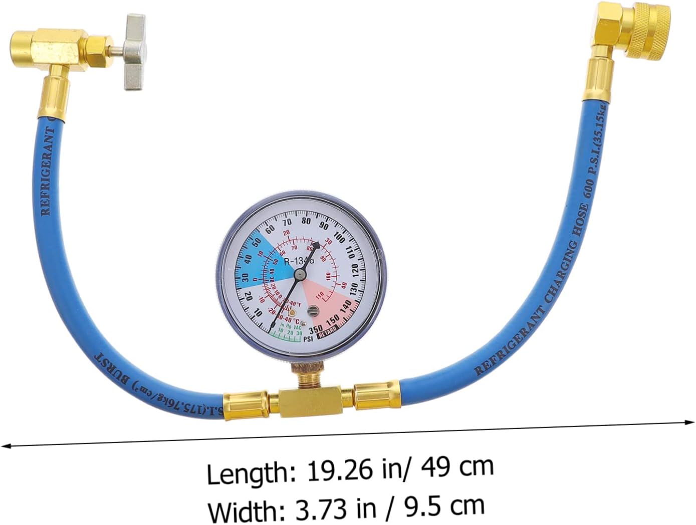 Generic 1Pc Car Refrigerant Charging Hose with Gauge Durable DIY Recharge Tool for Vehicle Cooling Systems Thread Compatible with Europe