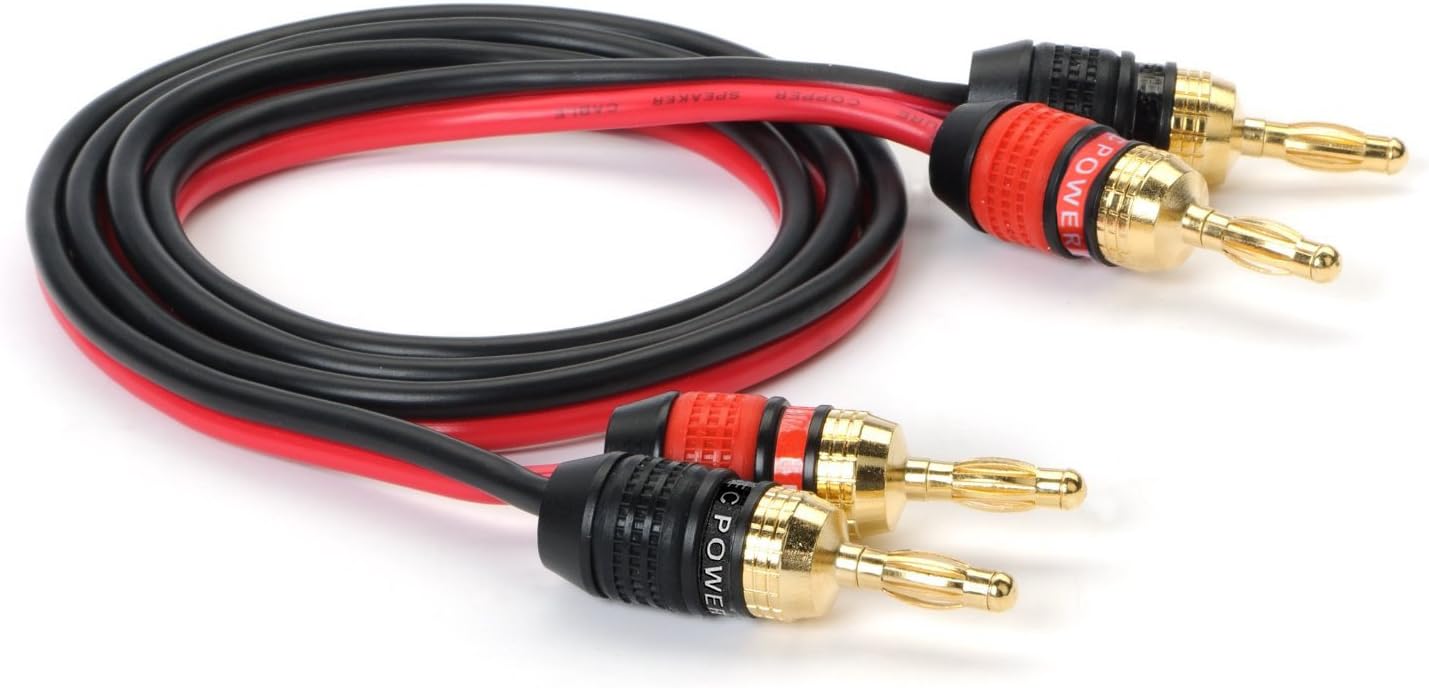 MutecPower ULTRA Series Speaker Cable 16 Gauge with Dual Color Pro Series Banana Plugs 2m High Strand Count Copper (OFC) Construction -2 meter