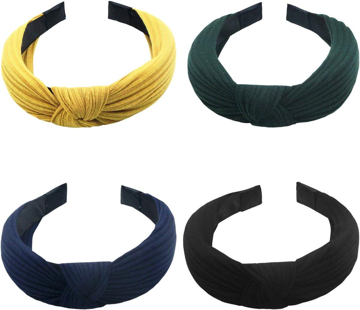 Vascinate 4Pcs Set Headbands Headwraps knitted Wide Hair Accessories Hairband Twisted with Knot Printed Hair Band Hoop