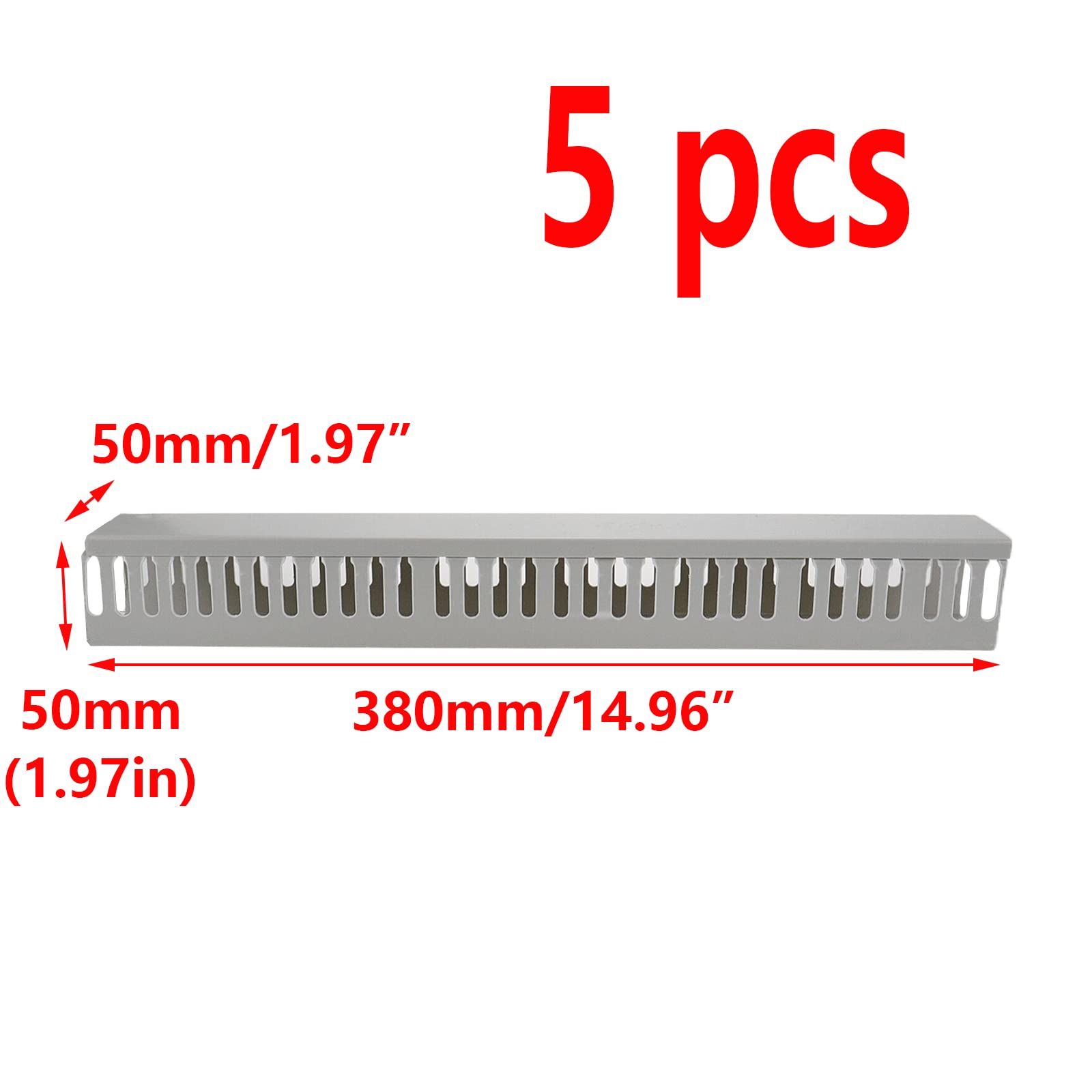 Risbay 5 Set Light Gray Wire Duct Open Slot Cable Raceway Server Rack Cable Management Cable Track Desk Wire Channel 14.96