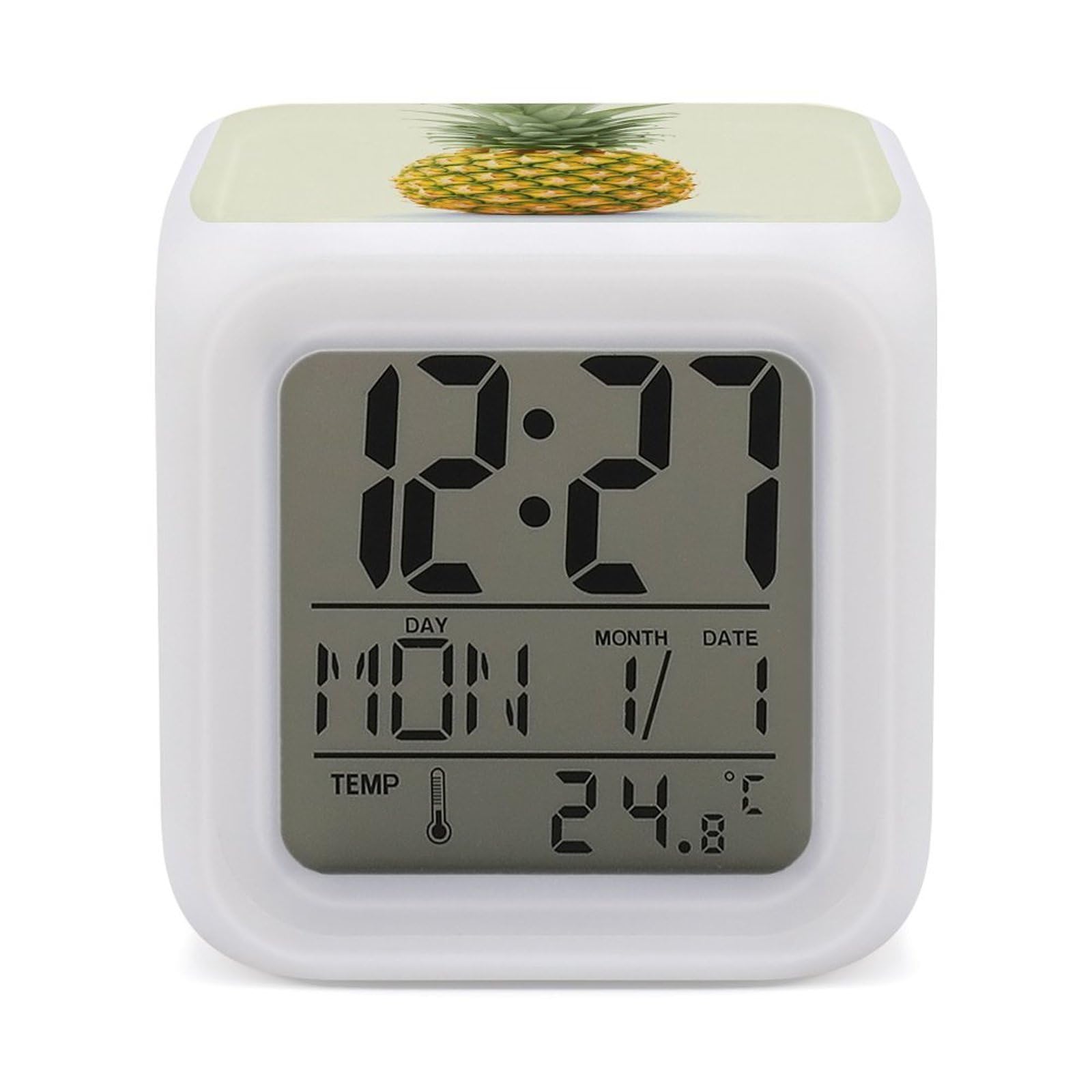 VstaDank Fresh Pineapple Alarm Clocks with 7 Color Changing Night Light Exquisite Bedroom Digital Clocks with LED Temperature Display Desk Clock Ok to Wake Clocks for Heavy Sleeper