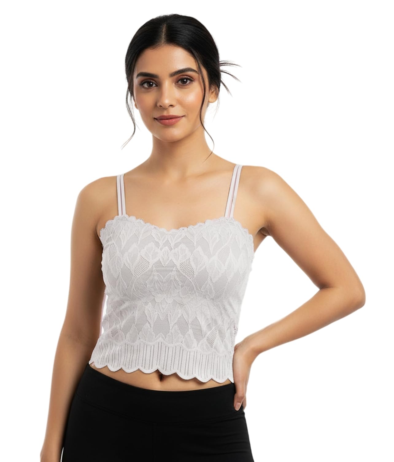 eleg & stilance Women’s Lace Bralette Crop Top | Lightly Padded Seamless Camisole | Spaghetti Strap Stretch Innerwear | Stylish Casual & Nightwear Top-picture-31