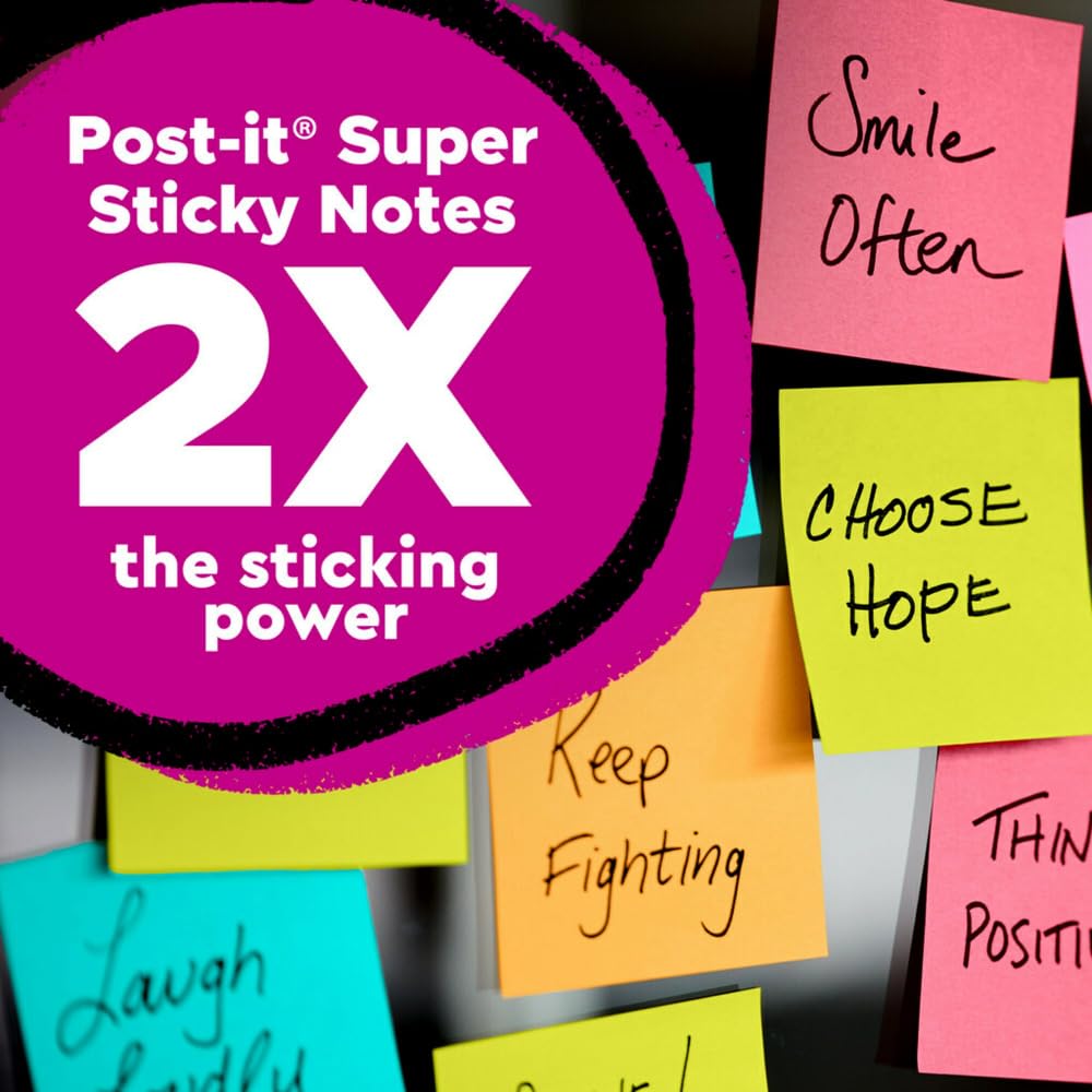 Post-it Notes Super Sticky Pads in Marrakesch Farben, 2 X 2, 90/Pad, 8 Pads/Pack