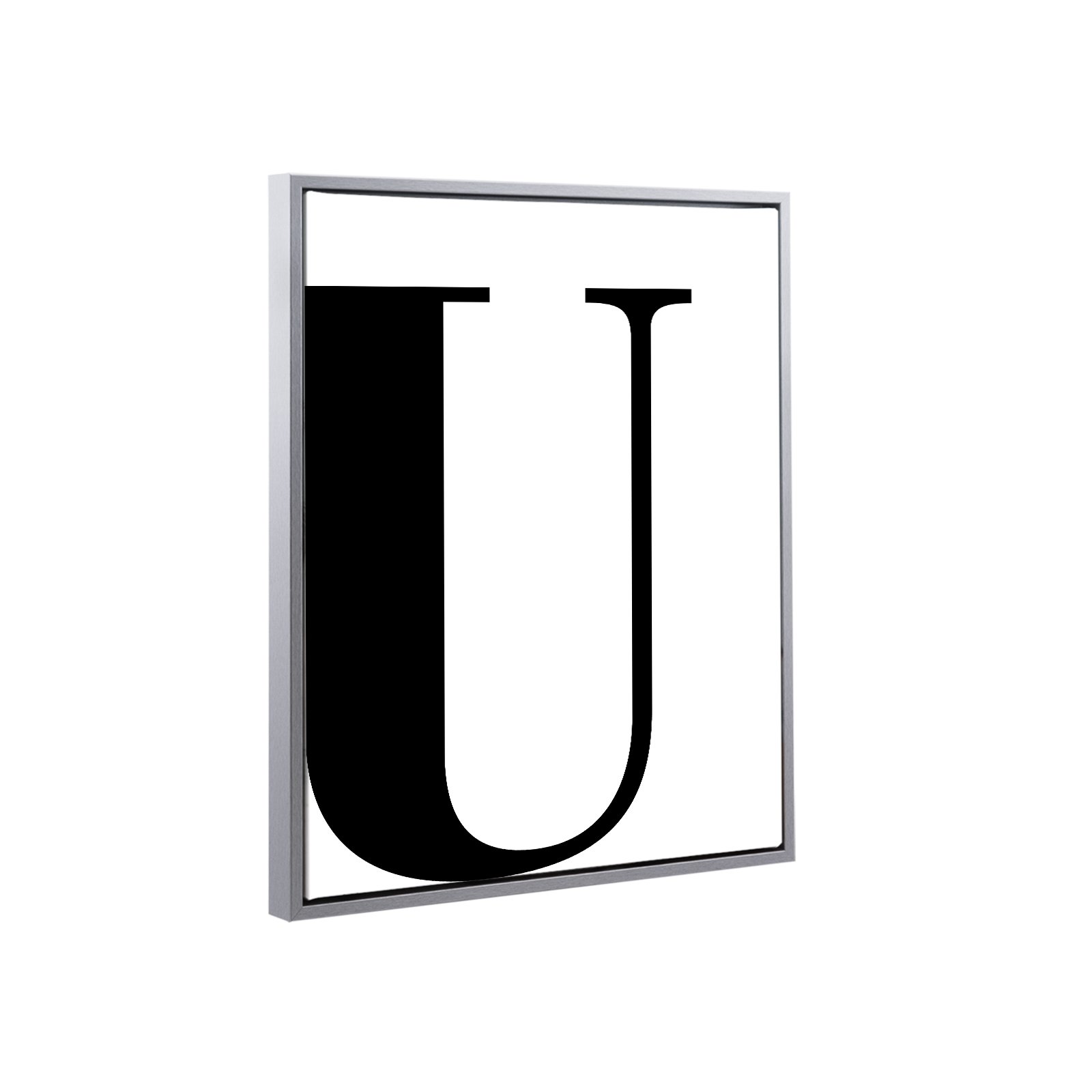 Sombra Juntas Marco Lemgo aluminio pulido (), diseño con letras de impresión Negro bastidor Lienzo de distintos tamaños Decoración, madera maciza, "U" Schwarz, 50 x 70 cm