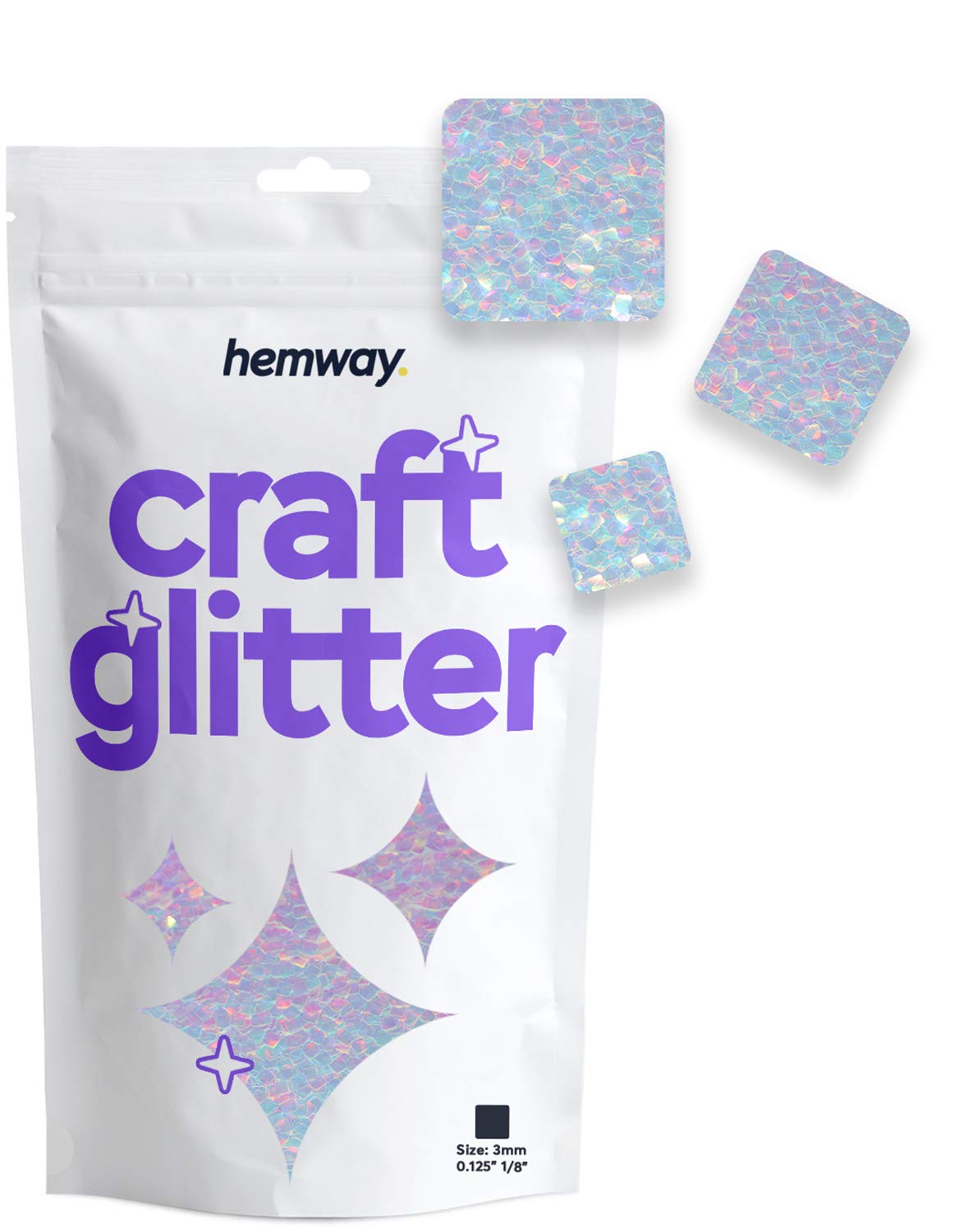 Hemway Craft Glitter Square Shape, 50g, Mother of Pearl Iridescent, Square - Mother Of Pearl Iridescent, 50g / 1.8oz