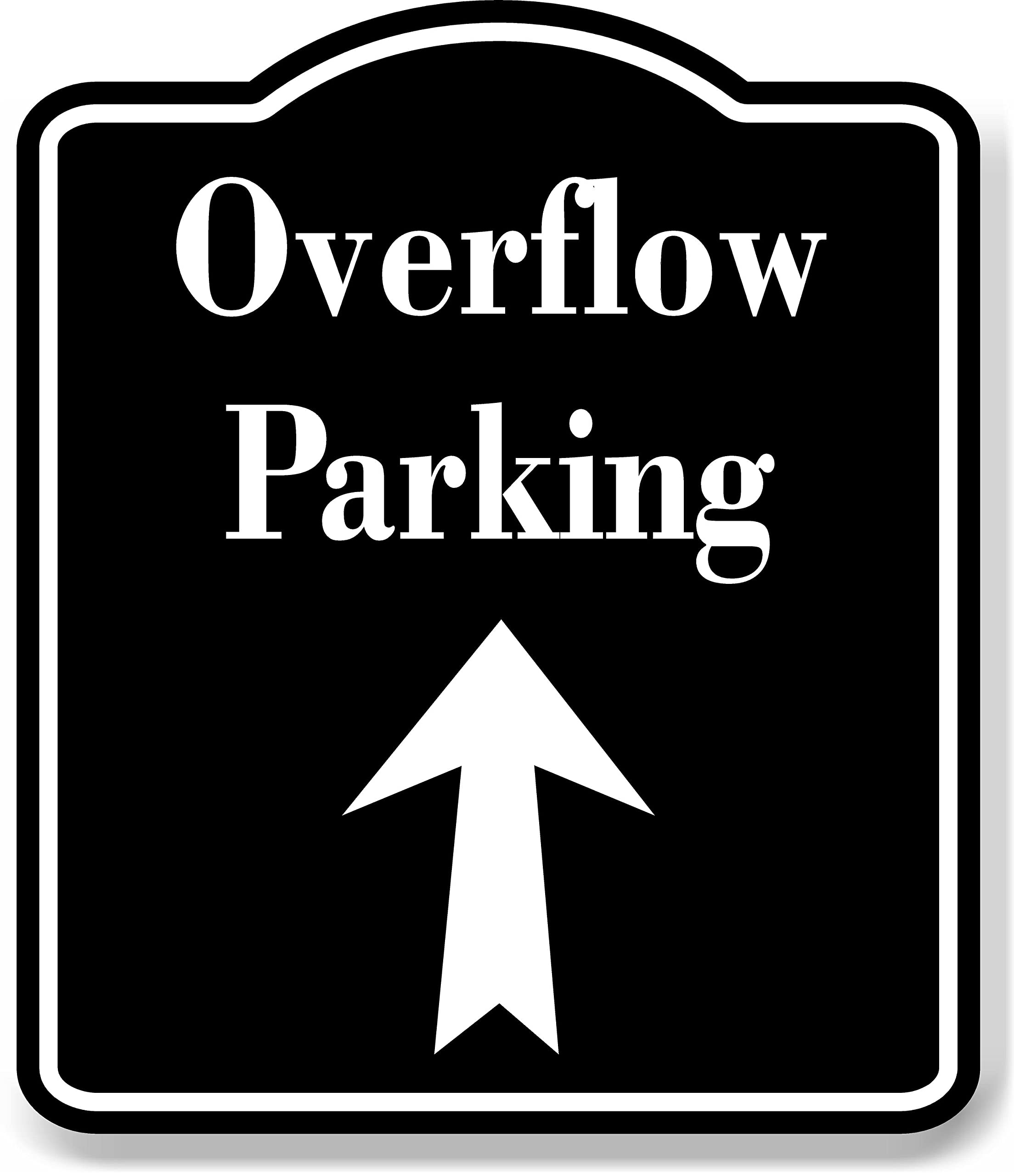 Overflow Parking Up Arrow BLACK Aluminum Composite Sign, 20"24"