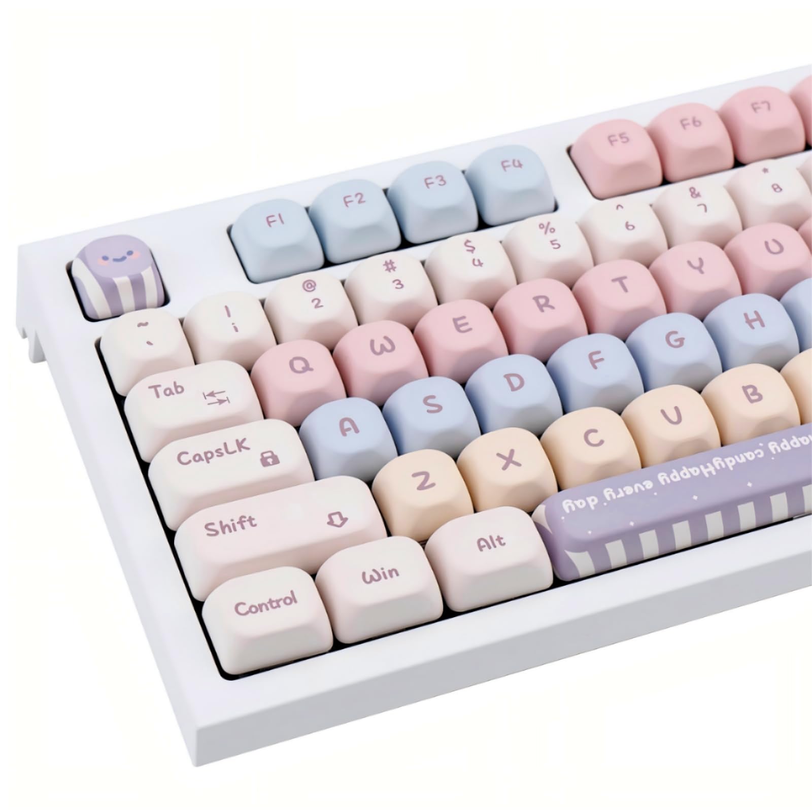 Candy Color PBT Keycaps Set MOA Profile Cute Round Keycaps 138 Keys Custom Dye-Sublimation Keyboard Keycaps for 60% 65% 70% 75% 100% Cherry Gateron MX Switches Mechanical Keyboards
