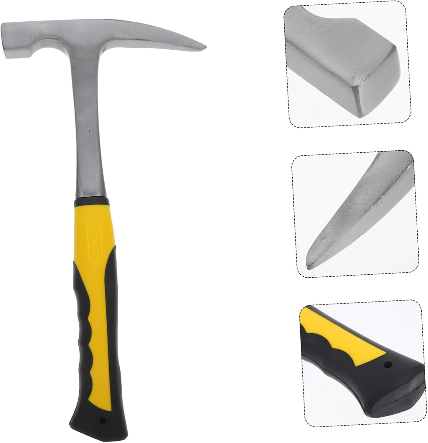 Tofficu Rock Hammer Pointed Tip Ergonomic Geological Tool for Surveys and Exploration Multi-purpose Metal Construction Comfortable Grip for Home and Masonry Use