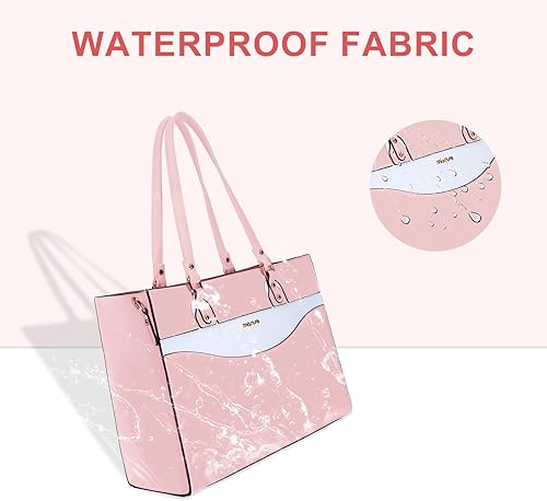 Miniatura 5 de MOSISO Bolsa de mano para laptop para mujer, bolsa de trabajo para computadora portátil de 15.6 pulgadas, maletín de computadora de línea curvada de