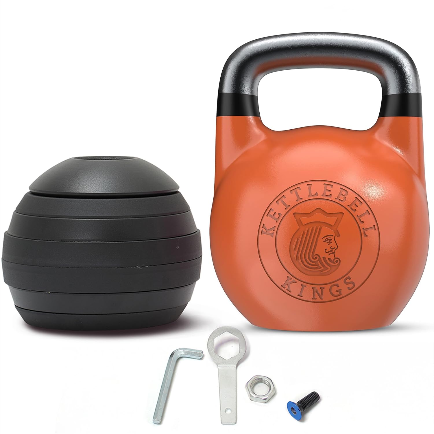 Kettlebell Kings Adjustable Kettlebell Set, 26-70 lb - Strength Training Kettlebells with 7 Plates - Secure Lock System and Durable Steel Kettle Bell for Swings, Squats, Presses and Full-Body Training
