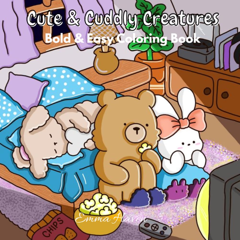 Cute & Cuddly Creatures: Bold & Easy Coloring Book