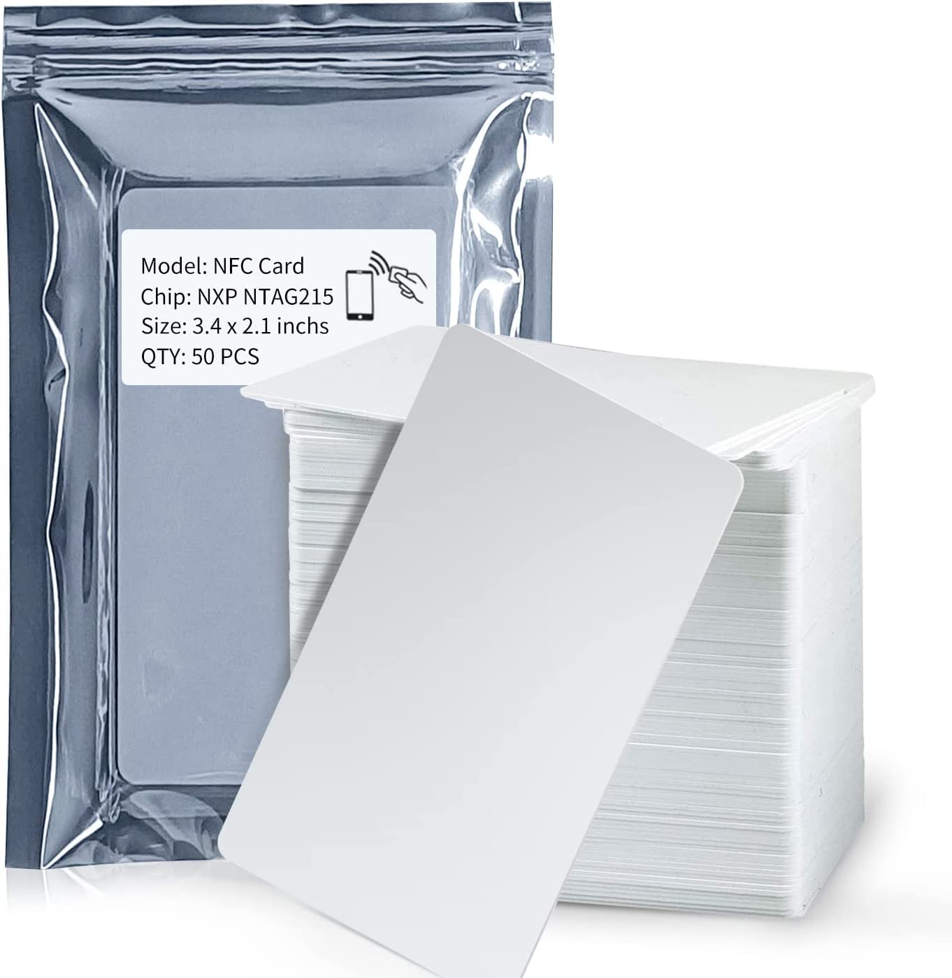 Amazon.co.jp: Jiaxing 50枚NFCカードNTAG215カード白無地 ホワイトPVC
