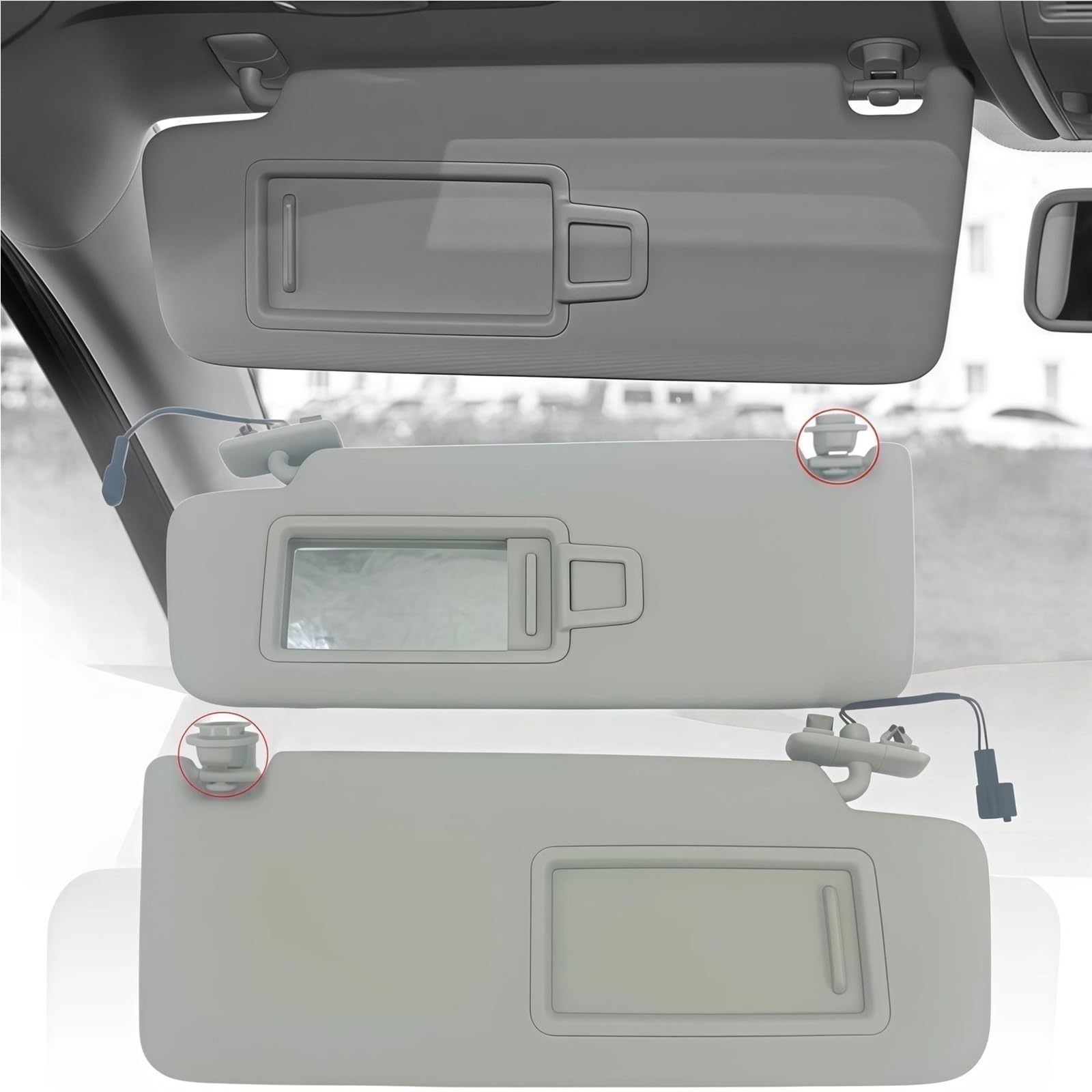 Auto Sonnenschutz Make-up Spiegel Anti-Glare Abschirmung Platte Für VW ID.6 Für CROZZ 2021 2022 2023 2024 2025(Black Left)
