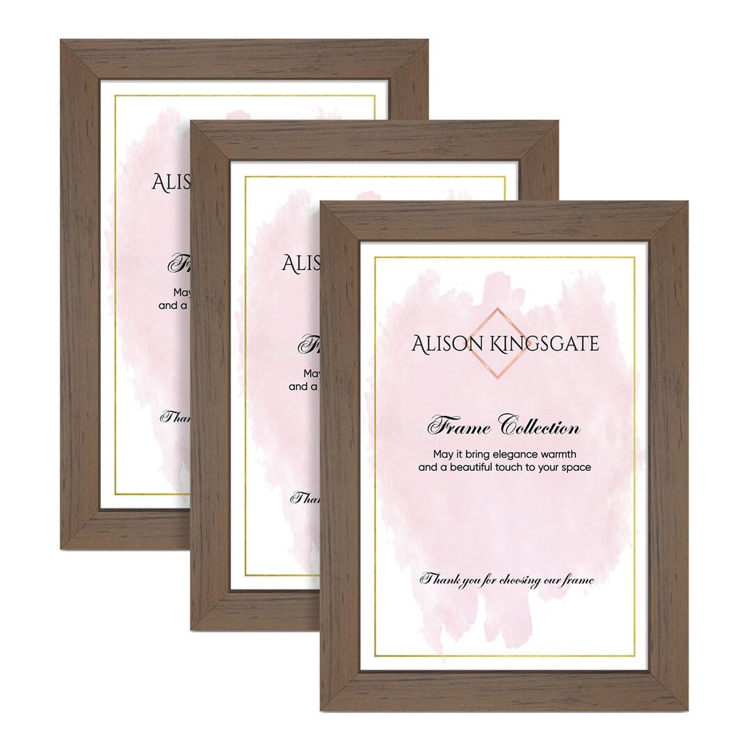Alison Kingsgate 16X12 Walnut Modern Photo Frames Pack of 3 - Engineered Wood Picture Frame with Perspex Front - Ideal for Certificates - Wall Mount or Tabletop - Multiple Sizes & Colors — image 1