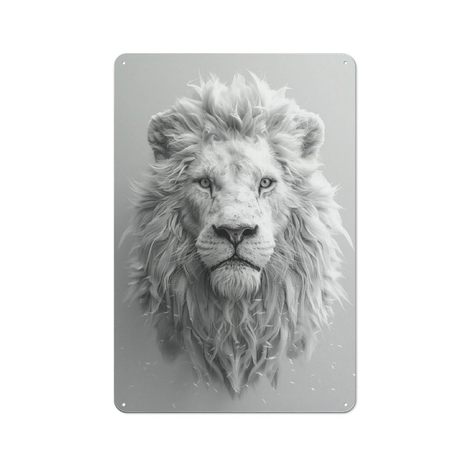 White Lion Portrait Vintage Metal Sign 30x20cm, Bistro Style Bistro Wall Plaque for Tea Room, Shop Wall Or Breakfast Area