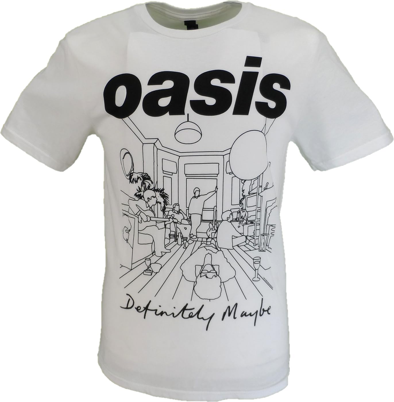 Mazeys Men's White Outline Definitely Maybe Official Oasis T Shirt… (Uk, Alpha, M, Regular, Regular, )