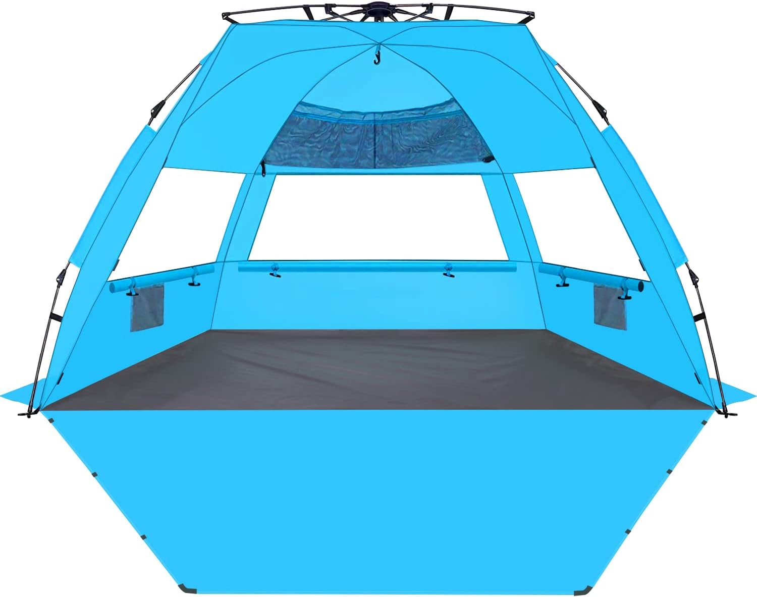 KO-ON Pop Up Beach Tent for 4-5 Person, Easy Setup and Portable Beach Shade Sun Shelter Canopy with UPF 50+ UV Protection, Extendable Floor with 3 Ventilating Windows Plus Carrying Bag