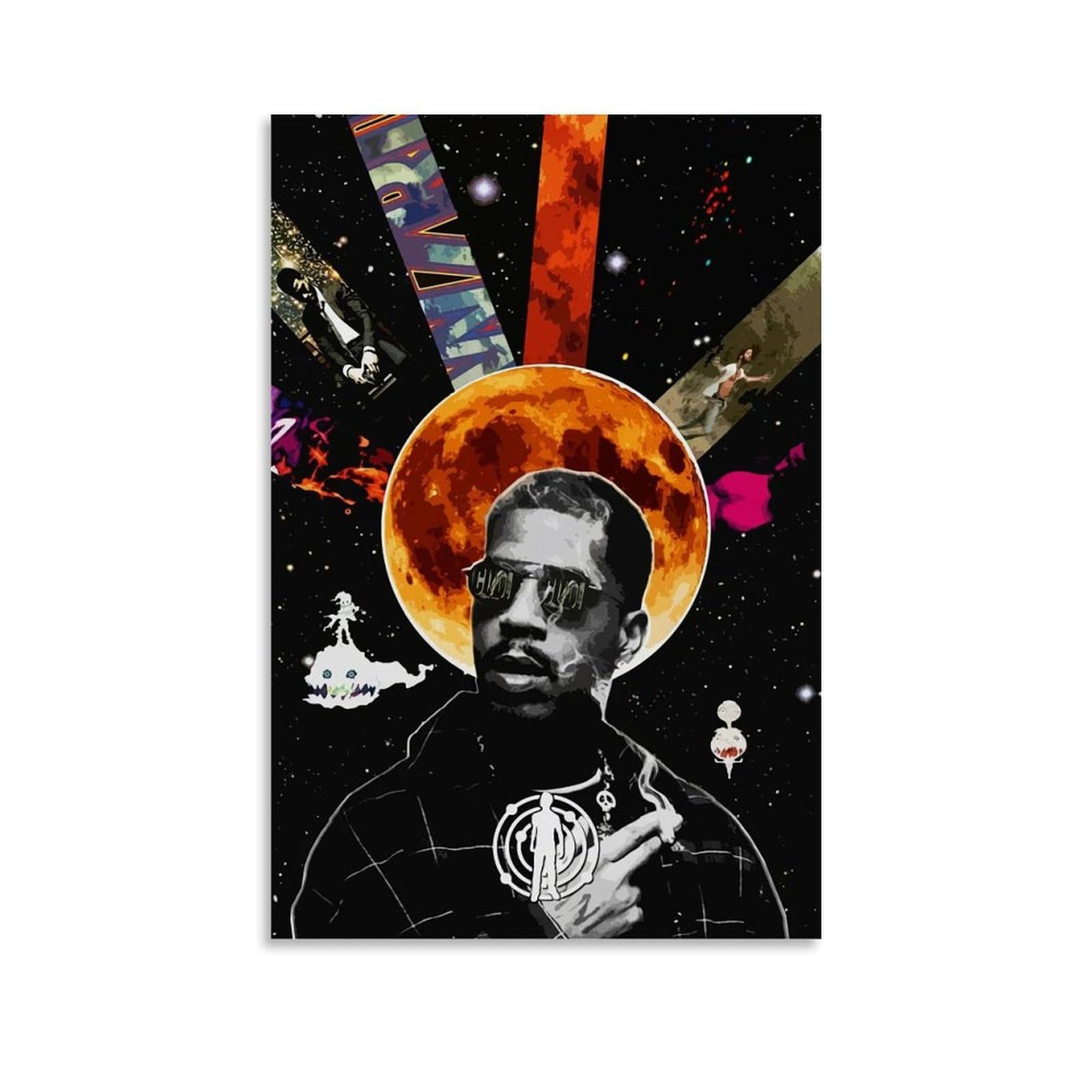 VEETHI Kid Cudi Poster Rapper Music Cover Canvas Art Painting Decor Wall Posters Bedroom Gym Decorative Gift 12x18inch(30x45cm)