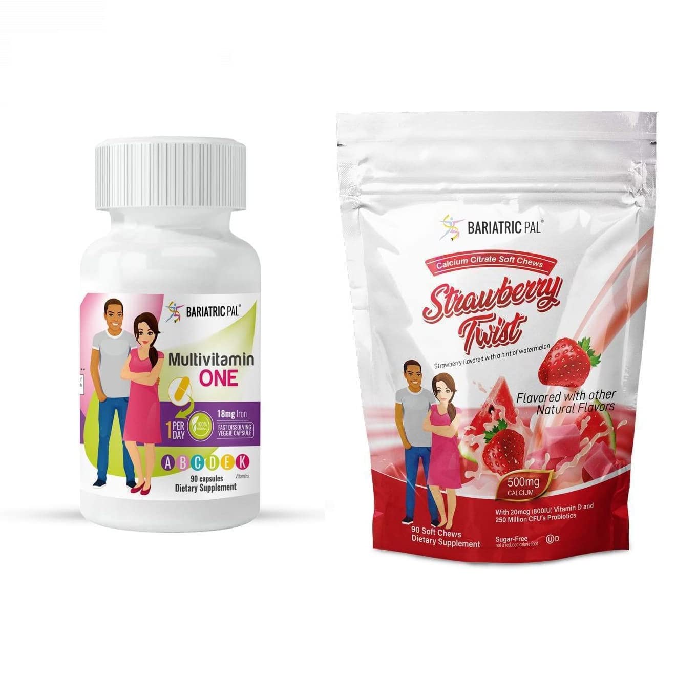 BariatricPal 90-Day Bariatric Vitamin Bundle Multivitamin ONE 1 per Day Capsule with 18mg Iron and Calcium Citrate Soft