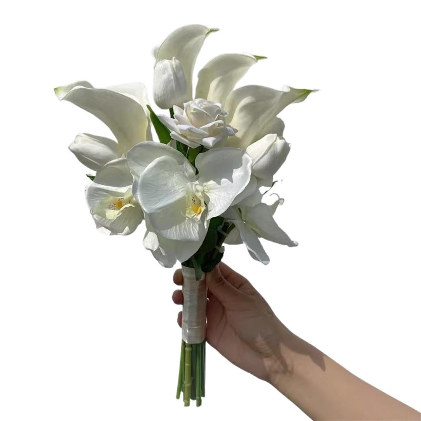 WENYOG Wedding Bouquet Bride And Bridesmaid Holding Flowers White Imitation Orchid Tulips(Color 12)