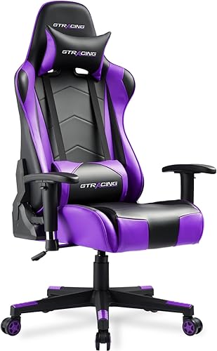 GTRACING Silla de juegos, silla ergonómica de oficina para computadora con soporte lumbar y reposacabezas, silla giratoria de videojuegos con altura