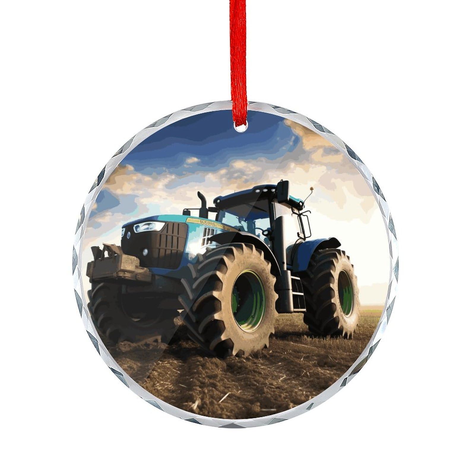 Btcowzrv Style Farm Tractor Round Ornament Hanging Pendant Decor