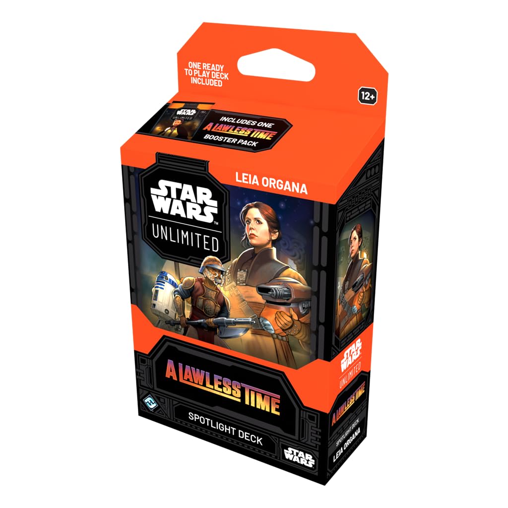 Asmodee - FFG - Star Wars: Unlimited Trading Card Game - A Lawless Time - Booster Display z 6 Spotlight Decks: Leia Organa & Jabba der Hutte, TCG, wiek 12+, 2+ graczy, 20 minut, angielski