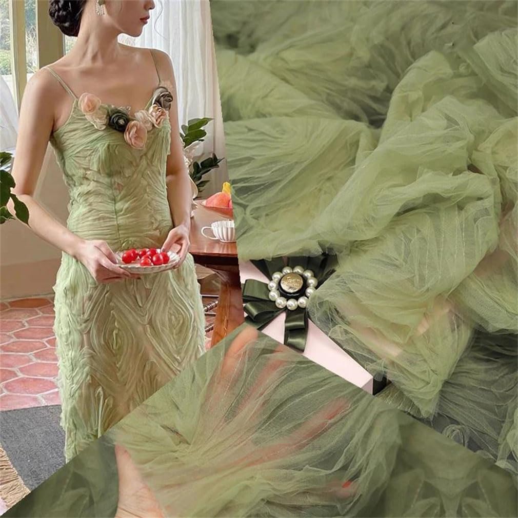 Tela De Malla Bordada Para Coser Vestido, Tela De Diseñador De Malla 3D Hecha A Mano, Costura Artesanal, Material De Retales Para Vestido De Boda