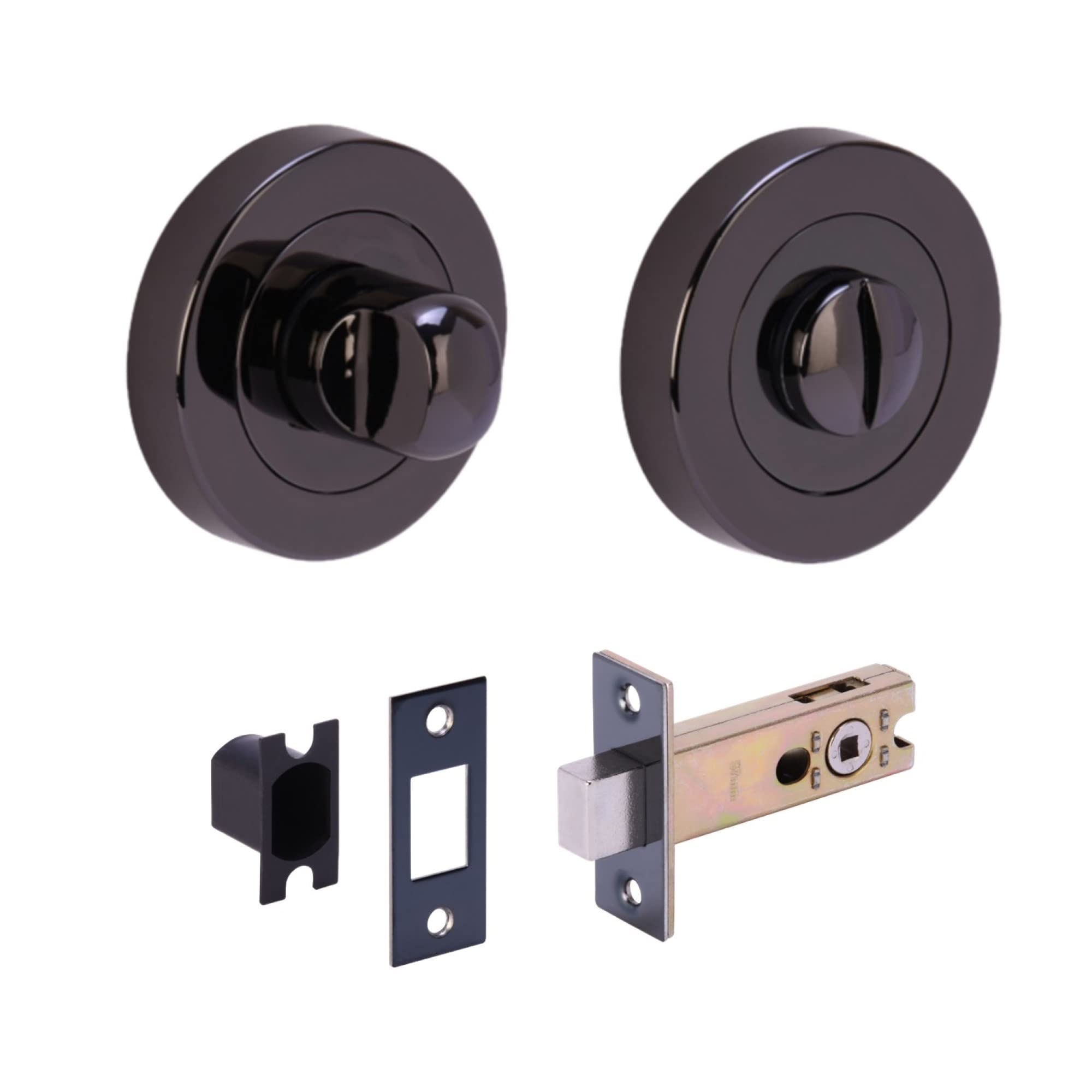 Hunta Black Nickel Handlezone® Bathroom Toilet Door Thumb Turn And Release Deadbolt Kit - 76Mm Bolt With 57Mm Backset