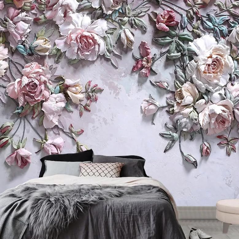 Papier peint moderne salon chambre fleurs rose décor à la maison 3D