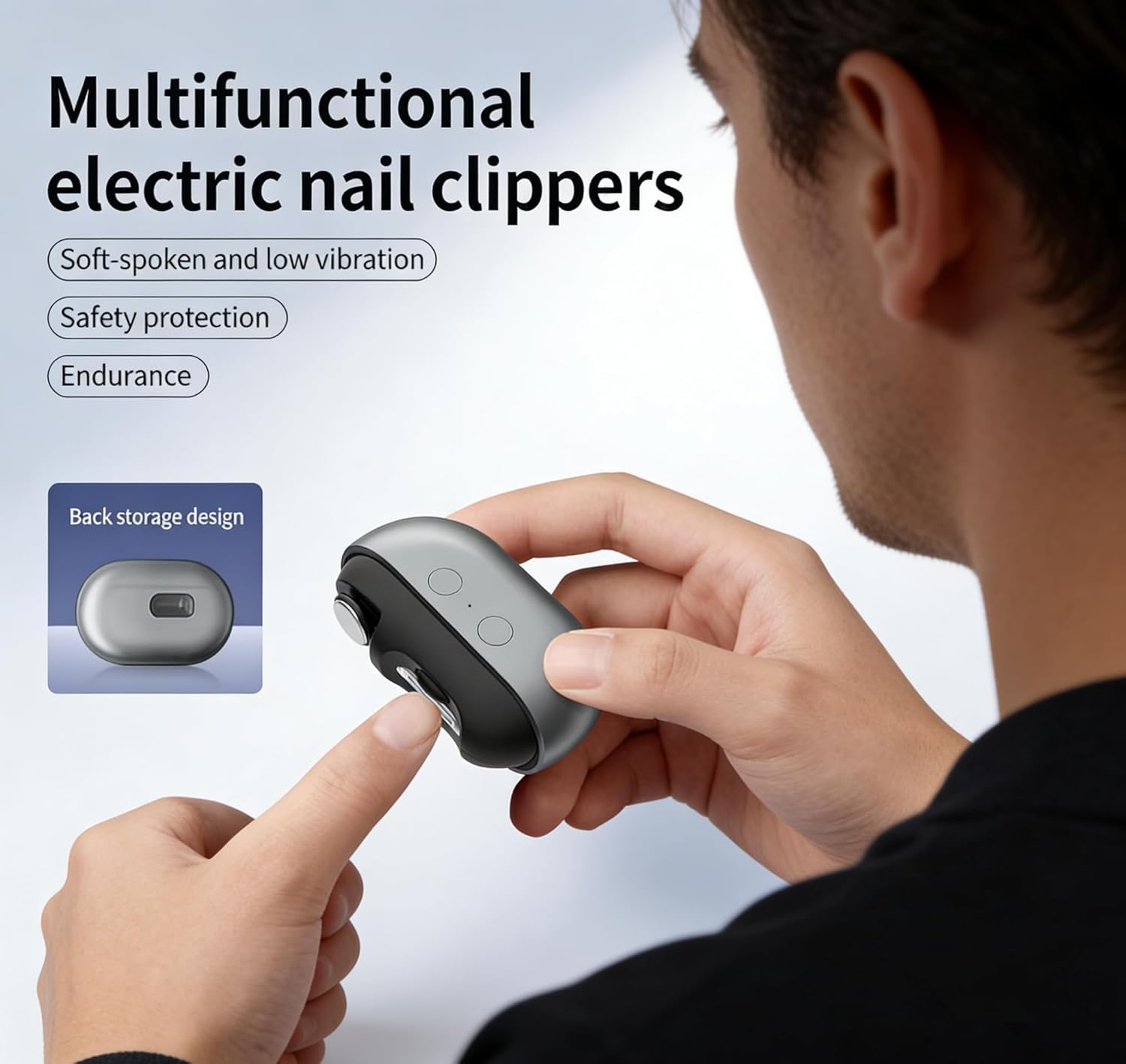 Cortauñas eléctrico 3 en 1 para bebé y lima de uñas de los pies | Para bebés y personas mayores, cortador de uñas eléctrico, uñas de manos y pies, corte seguro, diseño portátil