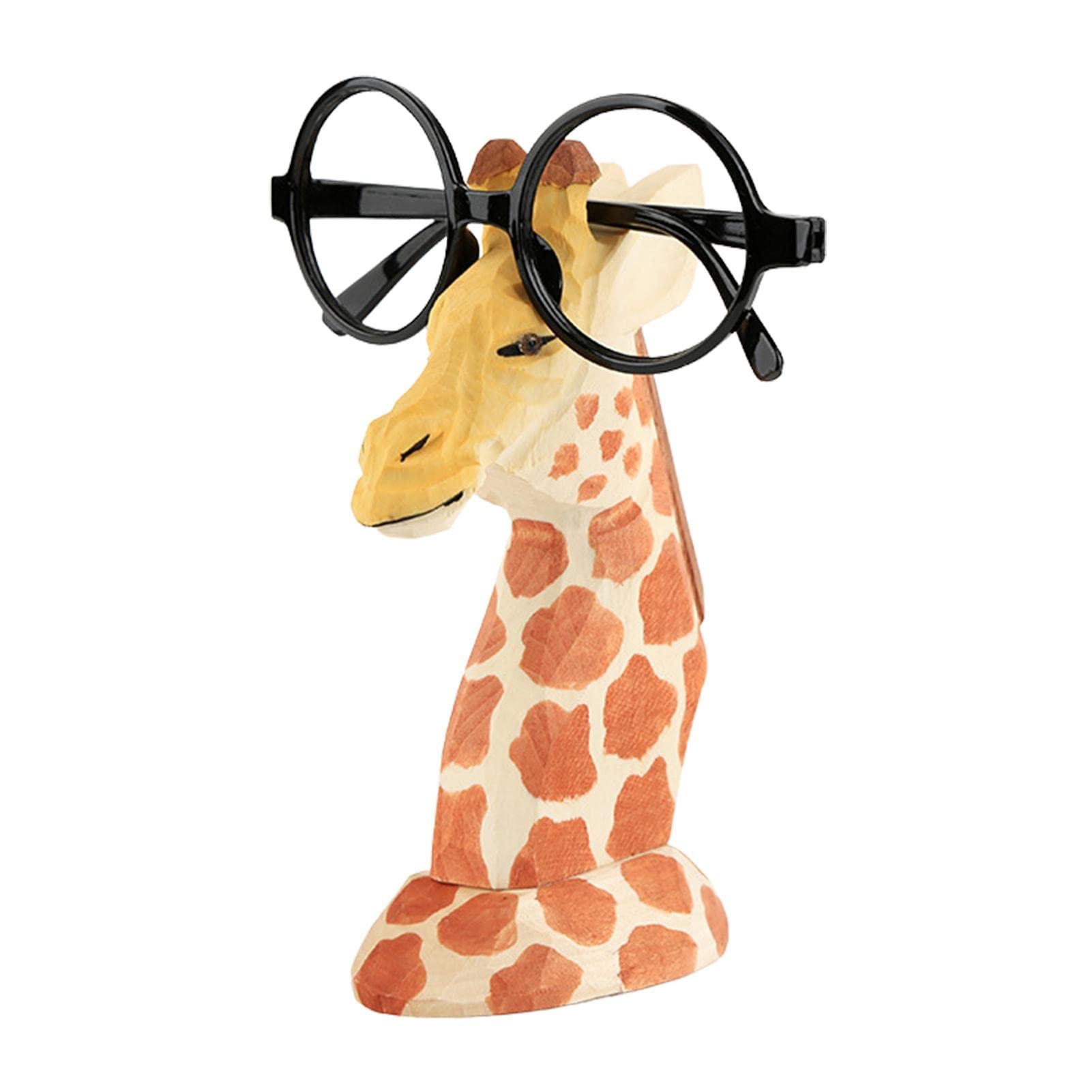 Linsition Spectacle Holder - Wooden Hand Carved Animal Eyeglass Stand - Lovely Giraffe Shaped Glasses Sunglasses Display Rack, For Desk Decor Accessories