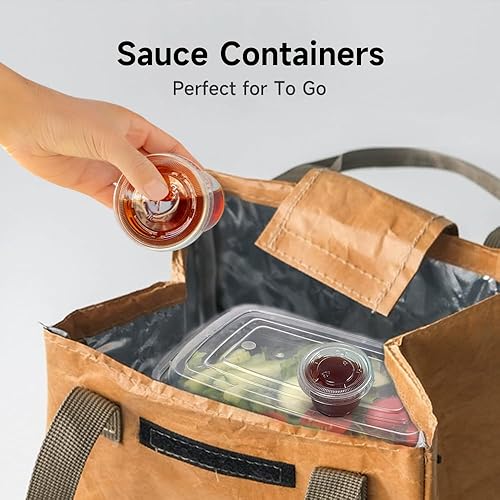 Miniatura 6 de SUCITY 240 juegos de tazas de gelatina de 2 onzas con tapas, tazas pequeñas de plástico para porciones, recipientes desechables para condimentos