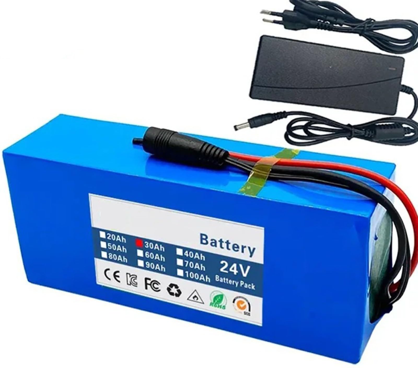 24V 30Ah E-Bike Battery, 25.2V 6S3P Electric Bicycle Battery with BMS Protection Board and Charger Rechargeable Battery for 200W 350W 500W 750W 800W Motors 24V 30Ah,XT60