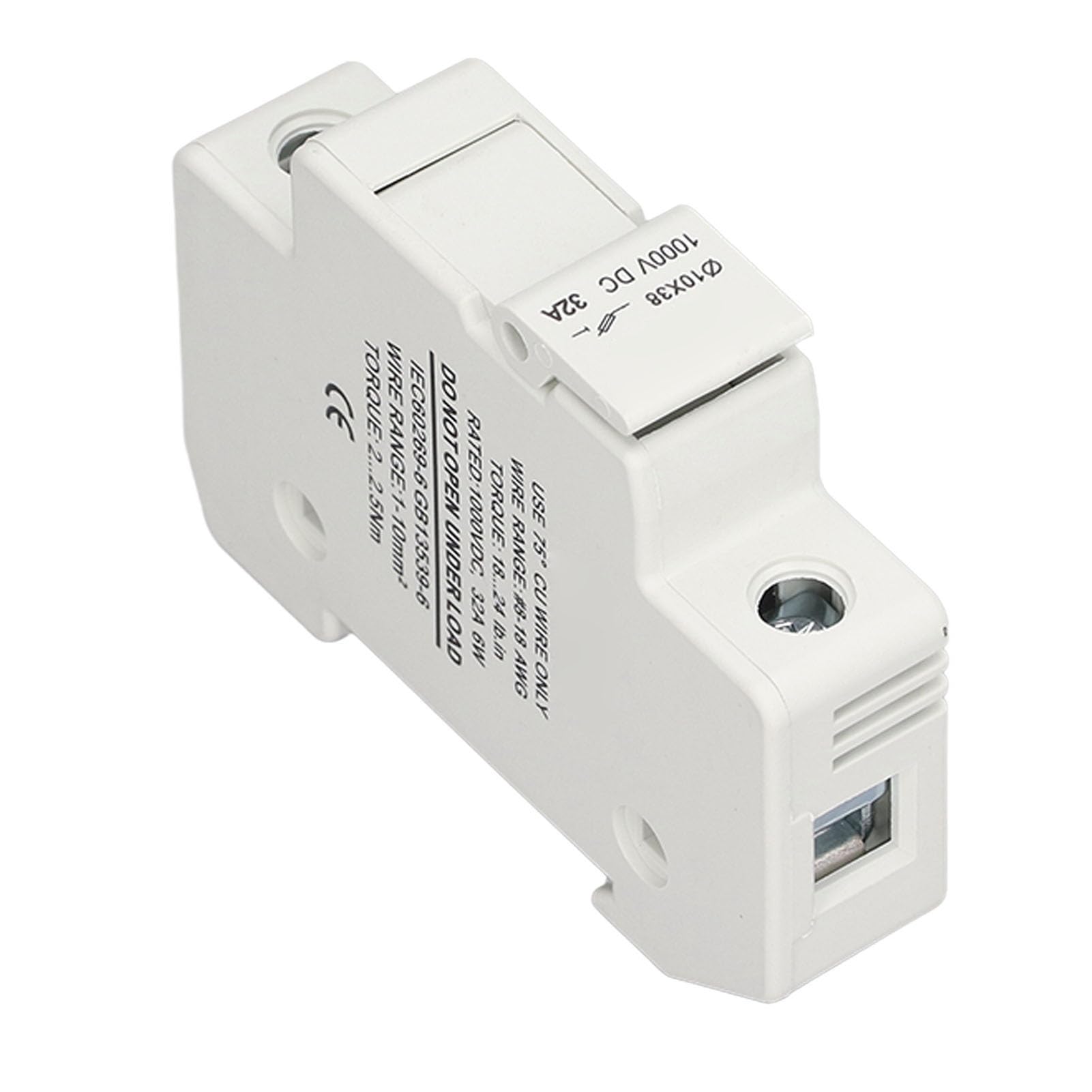 Set di fusibili fotovoltaici solari in Materiale ignifugo PA66 con 4 Supporti per Montaggio su Guida DIN e 6 fusibili cilindrici - CC 1000 V 32 A 10 x 38 mm per la Protezione di