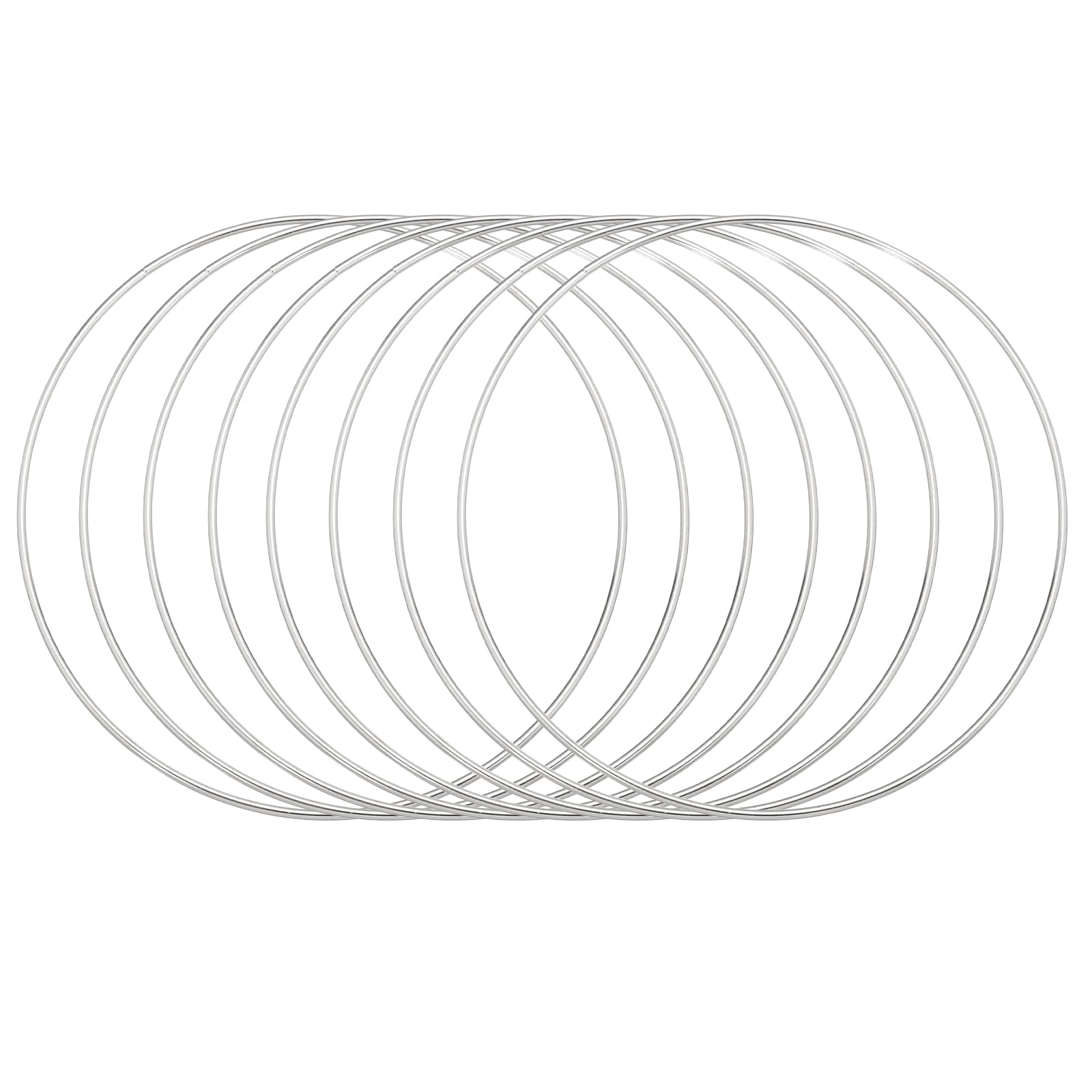 sourcing map 8Pcs Dream Catcher Rings, 7.1" Metal Hoops for Crafts Wreath Hoop Rings for Wall Hanging Crafts Home Decorations DIY Wedding Wreath Decor, Silver 6.9" — image 1
