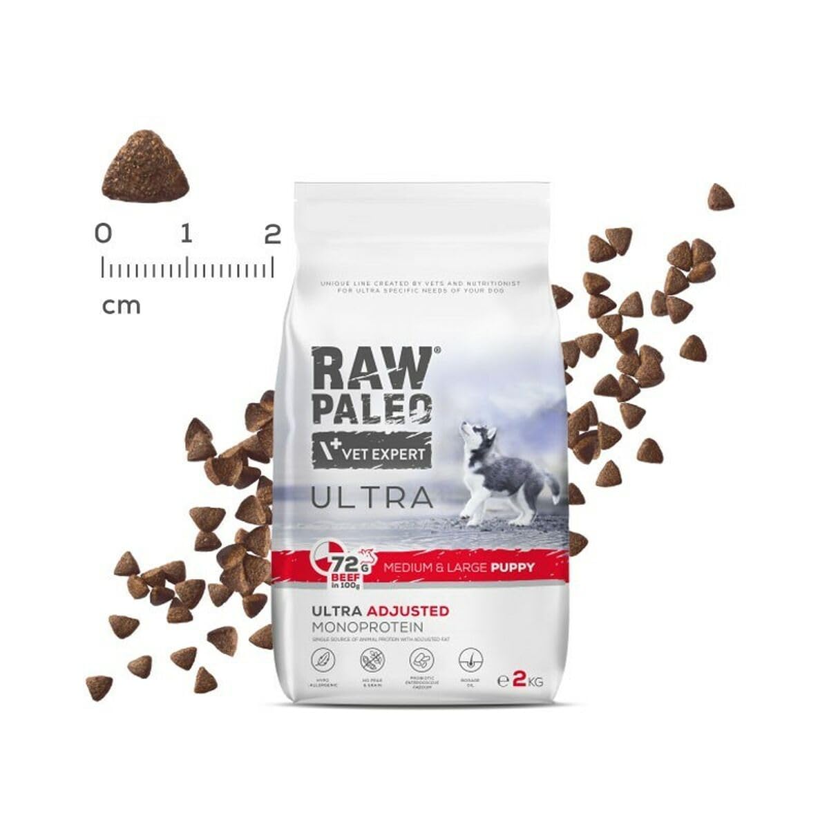 RAW PALEO ULTRA BEEF PUPPY M/L Sucha Karma z Wołowiną dla Szczeniąt Średnich i Dużych Ras 10kg