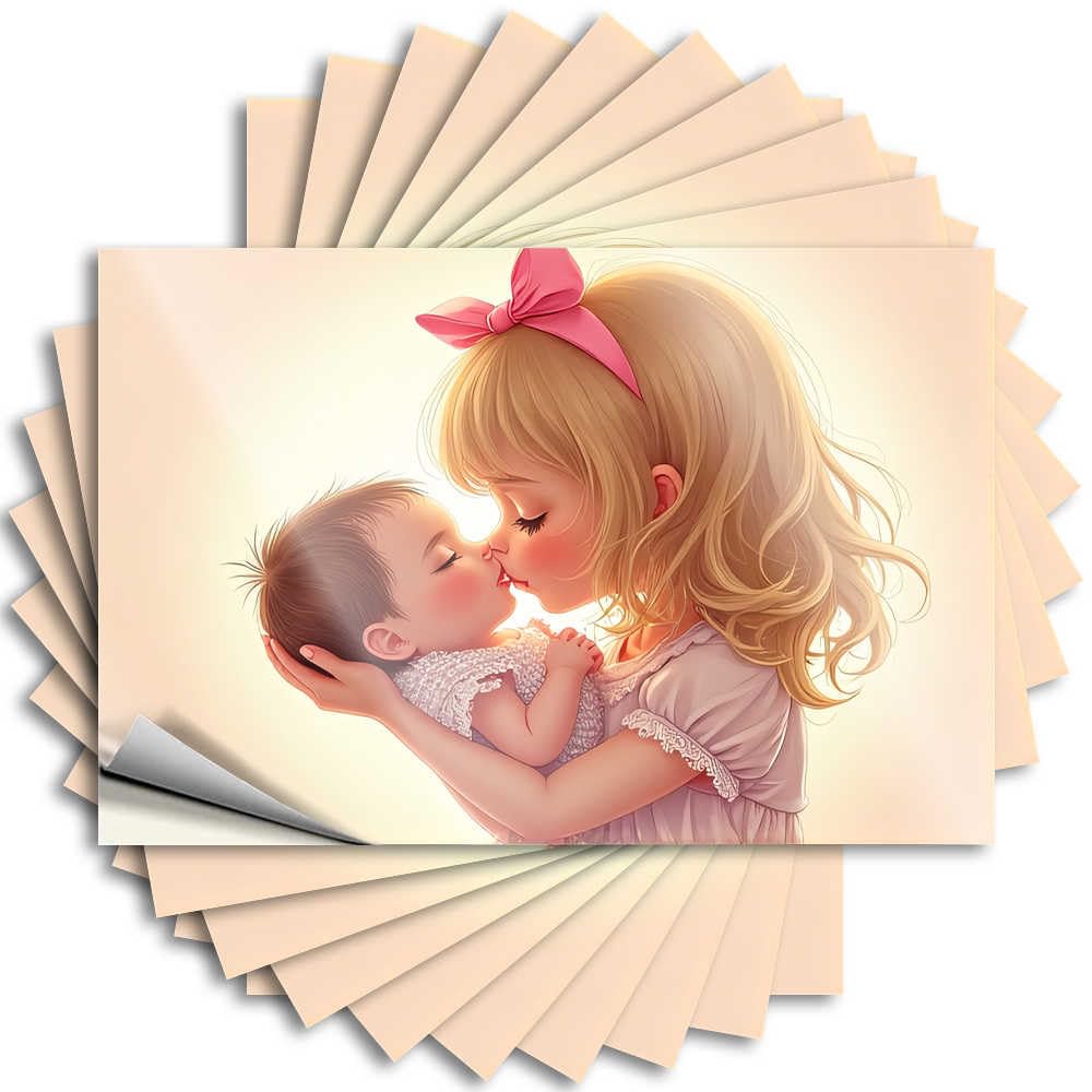 Modern Silicone Tattoo - Motherly Love: A Heartwarming Kiss Tumbler Waterproof Vinyl Sticker(12X18CM)