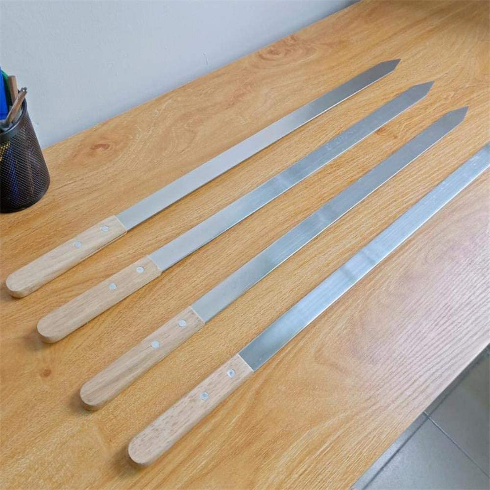 Utensili per griglia 6PCS0Cm 23,5 '' Grandi spiedini per barbecue in acciaio inossidabile Forchette per barbecue in legno di quercia Manico lungo Spiedo per kebab piatto Accessori per barbecue Strum