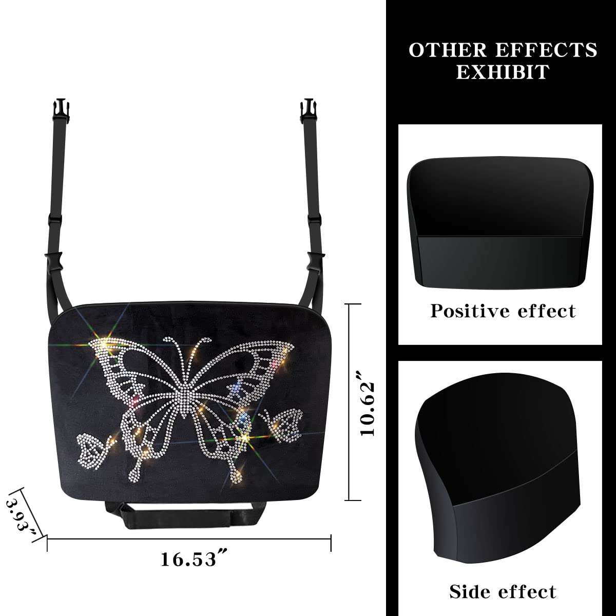 Blinglife Car Purse holder Backseat Organizer Between Seats, Butterfly Diamond Bling Car Net Pocket, White Diamond