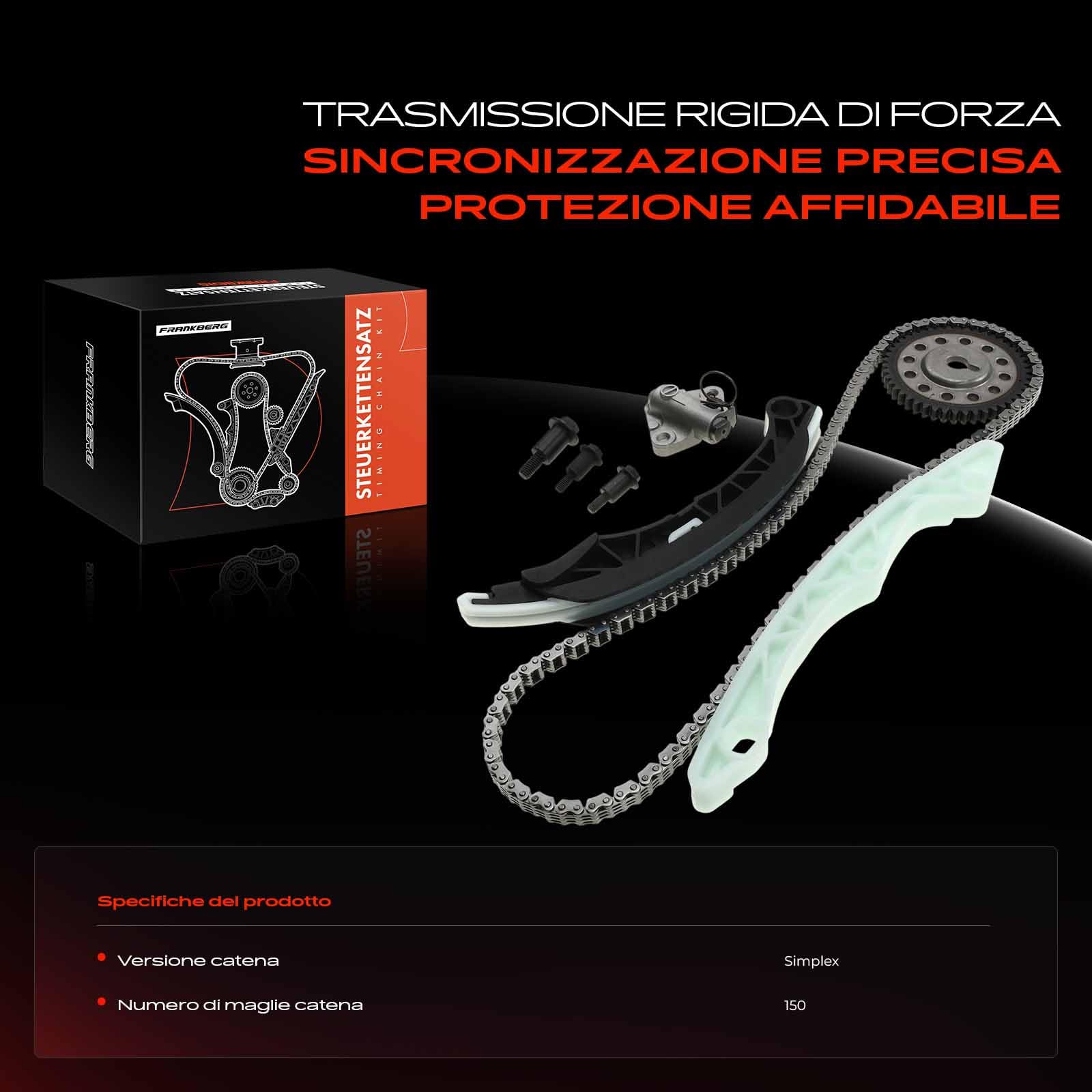 Frankberg Kit catena di distribuzione benzina A1320500069 | Compatibile con: Mirage/Space Star Hatchback A0A, Fortwo Cabrio 451, Fortwo Coupé 451