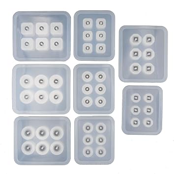 ZenRa 8pcs Special-Shaped Resin Ellipse Flat Ball Bead Molds Clear White