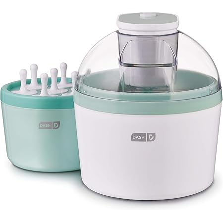 DASH Everyday Ice Cream Maker for Gelato, Sorbet, Frozen Yogurt + Popsicles, with Mixing Bowl & Popsicle Molds + Recipe Book, 1 Quart - Aqua