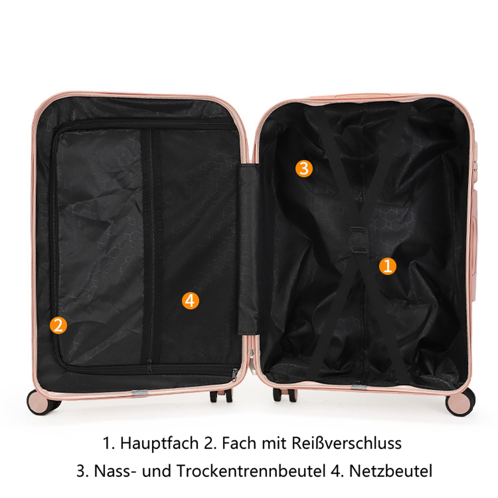 Maleta ultraligera para avión, equipaje de mano, maleta con ruedas, maleta de viaje para equipaje de mano, maleta de viaje, grande, rosa, 22 pulgadas