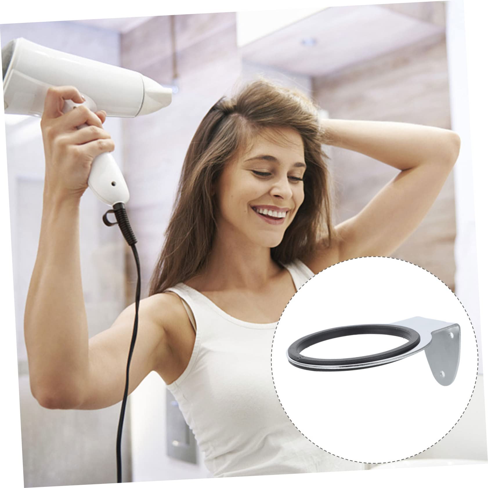 Beatifufu 2 Pcs Stainless Steel Hair Dryer Holder Wall Mount for Dryer Rack Strong Load-bearing Easy Installation