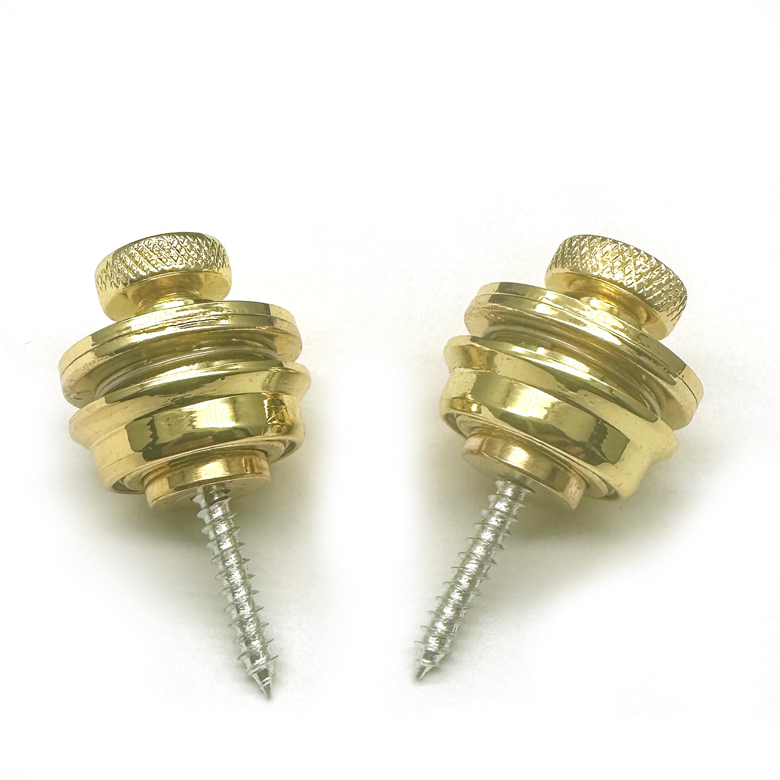 harpfeas 2PCS Big Flated Head Guitar Bass Security Strap Locks Systems Buttons for Fender Strat Tele Electric Acoustic Guitar Bass Parts (Gold)