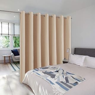 NICETOWN Room Divider Curtain Screen Partitions, Basement Hospital Medical Clinic Spa Lab Cubicle Curtain Divider Privacy Screen, Patio Door Curtain (Biscotti Beige, 1 Panel, 12.5ft Wide x 8ft Long)